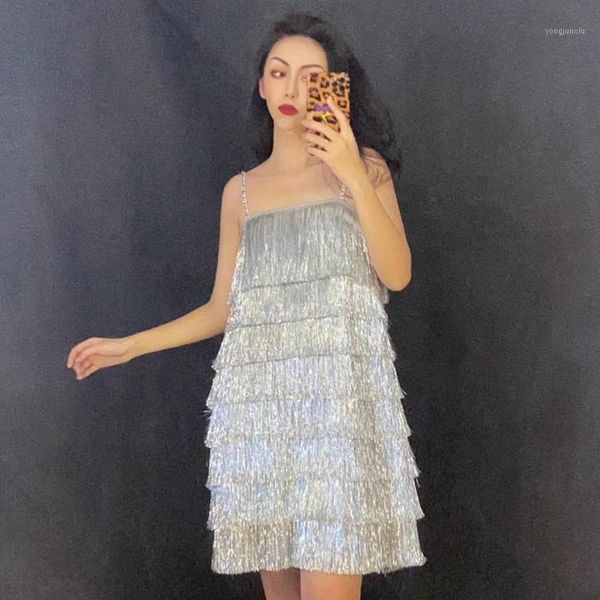 

sexy stage costume women silver tassel dress nightclub bar singer celebrity dresses birthday outfit bar singer rave wear dt20631, Black;red