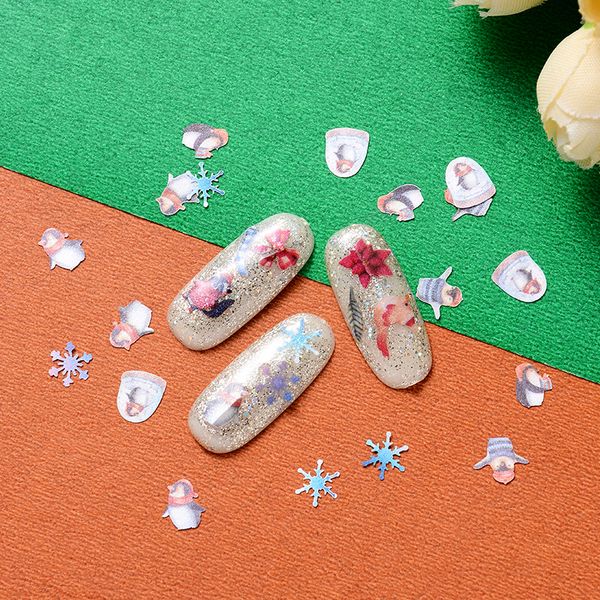 

christmas tree deer flower santa stickers decals 50pcs 3d wood pulp manicure sliders charming sequins diy nail accessories