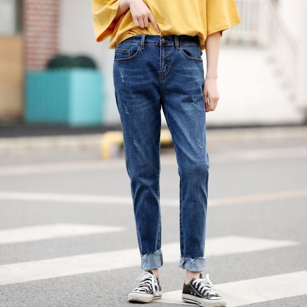 

women summer jeans lady pencil pants female blue denim trousers stretch slim simple fashion plus size pantalones d6 92421