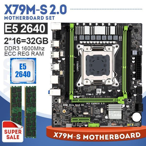 

lga2011 e5 2640 cpu 32gb ddr3 1600mhz ecc reg memory x79 x79m-s motherboard m-atx combos m.2 ssd1