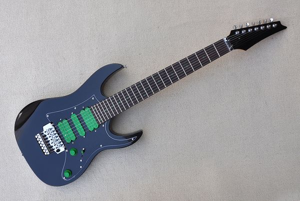 

factory custom black electric guitar with green pickups,chrome hardware,dots fret inlay,can be customized