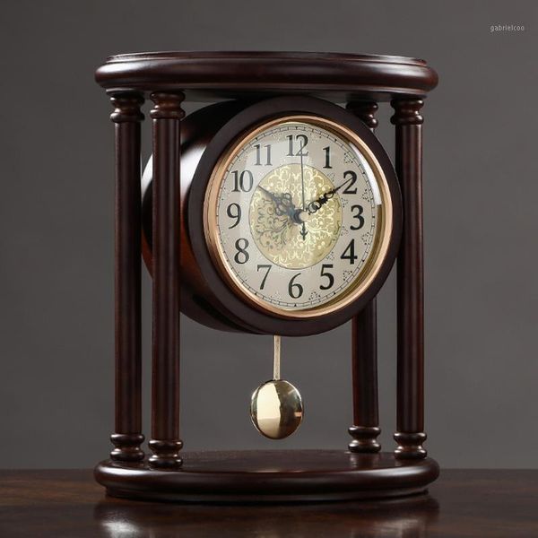 

new luxury solid wood large table clock european living room mute desk clock retro bedroom table watch decoration gift1