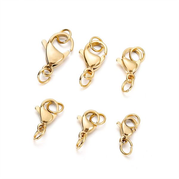 

stainless steel clasps gold plated lobster clasp jump rings for bracelet necklace chains jewelry findings making