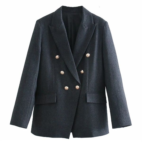 

2021 new dark grey double breasted woman blazer jacket autumn winter long sleeve ladies blazers 3d2t, White;black