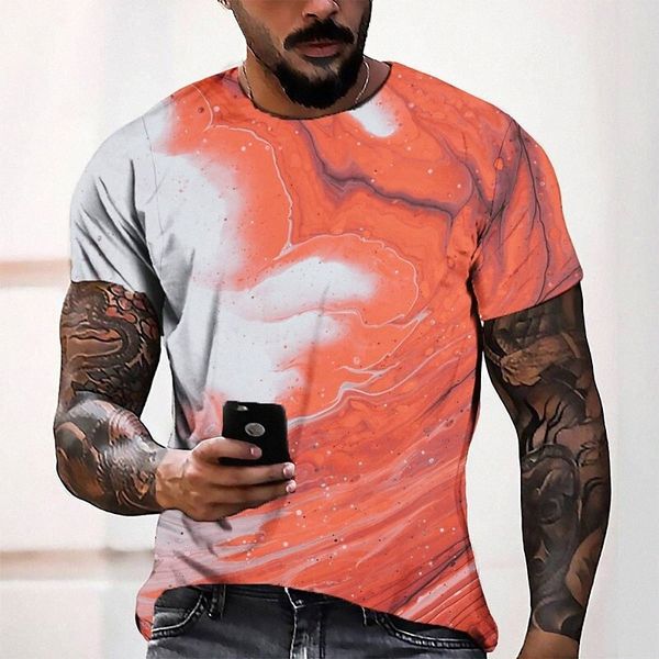 

men's tee t shirt 3d print graphic round neck casual daily 3d print short sleeve fashion designer cool comfortable orange 25gr#, White;black