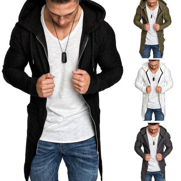 

man's favorite boutique fashion comfortable men's slim zipper hooded long coat jacket jacket cardigan 2020 new, Black;brown