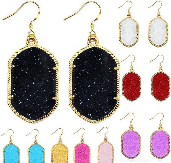 

for earrings acrylic druzy bbyxt glittery chandelier dangles plated women earrings gold geometric fashion stone wmtus bdesybag, Silver