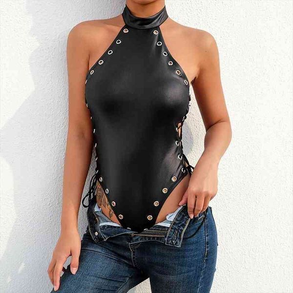 

jumpsuit women bandage one-piece leather bodysuit teddy lingerie clubwear club costumes female top, White