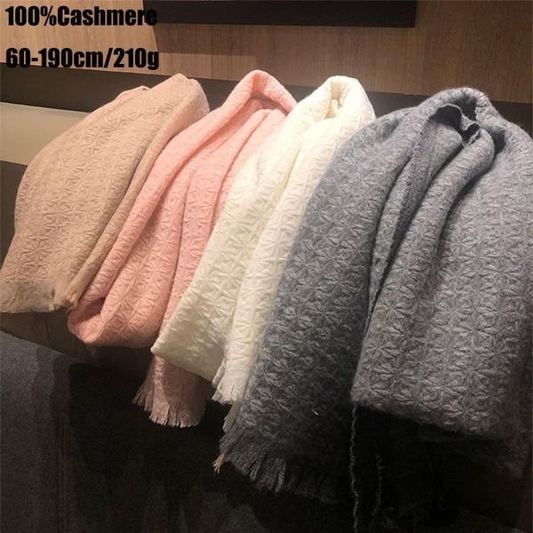 

100% cashmere scarf women winter knitted checked warm woolen diamond-shaped soft maxi long wide shawl lady fringed, Blue;gray