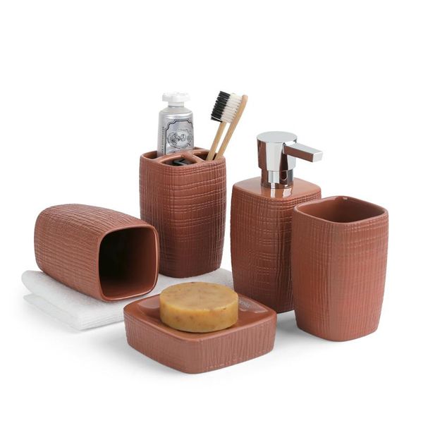 

аксессуары для ванной комнаты набор керамический мыла подставка для зубных щеток полоскание чашки мыльница ванна 5 продукт set free shipping