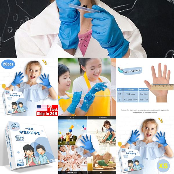 

factory outlet kids disposable for 7-12 years latex protective children golves xs /s nitrile glovesacn