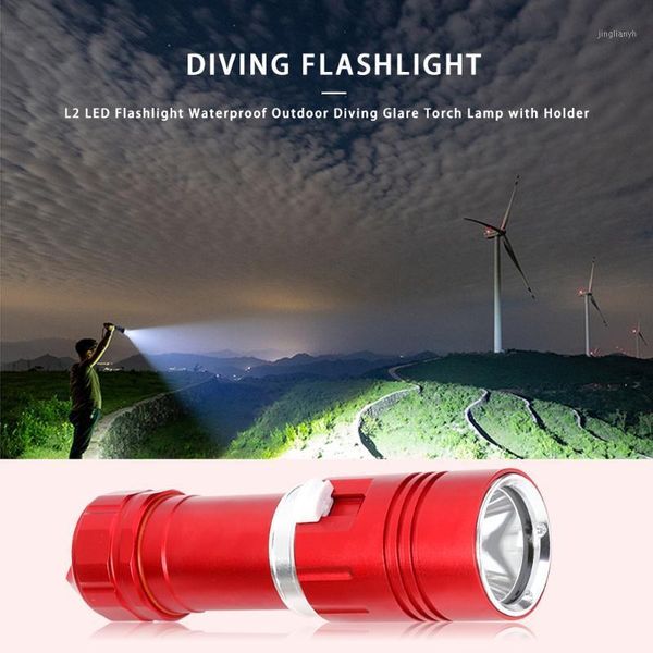 

flashlights torches 10w 1000lm led portable hard lighting glare torch waterproof with bracket for diving underwater sports1