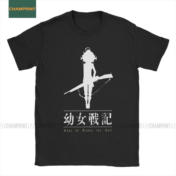 

sport vintage youjo senki t-shirt men crew neck cotton t shirts von tanya empire war evil anime short sleeve tees classic