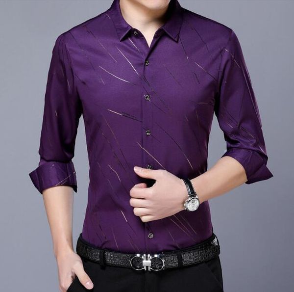 

2021 long sleeve brand new color men's dressed in formal business office plus size male shirt chemise 7cp6, White