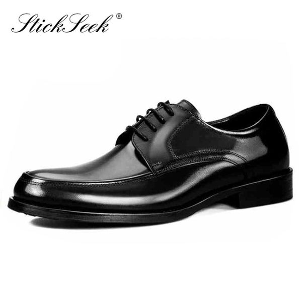 

classic genuine cow leather formal dress men's derby shoes basic round toe lace up office business footwear for gentleman sk181, Black