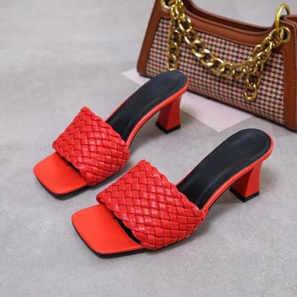 

2020 luxury slides women 8cm high heels mules fetish summer sandals low heels slippers prom platform stripper red fashion shoes #cn1f, Black