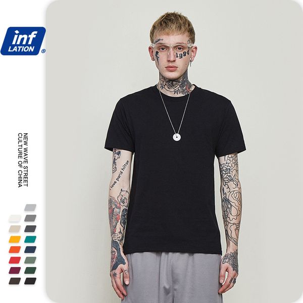 

inf menswear | 2020 menswear cylinder solid color black men's t-shirt short sleeve advertising shirt t-shirt, White