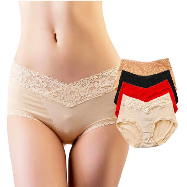 

modal underwear women's mid waist breathable lace cotton briefs, Black;pink