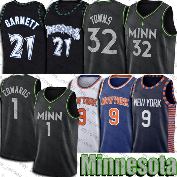 Maglia di Karl Anthony Edwards Towns RJ 9 Barrett Kevin New Garnett Jerseys Maglia da basket vintage del Minnesota