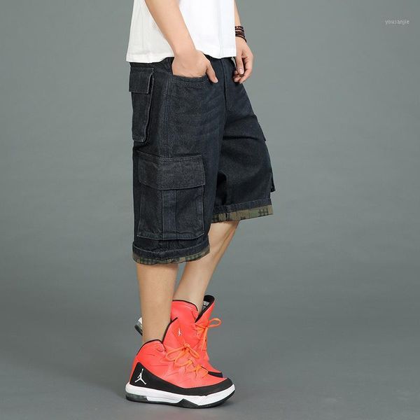 

summer new korean fashion men's denim shorts youthful calf-length jeans casual wild shorts, Blue