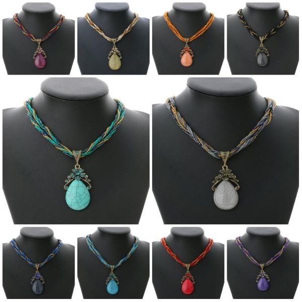 

vintage necklaces crystal jewelry womens water drops gem class beads necklace pendant collar statement necklace, Silver