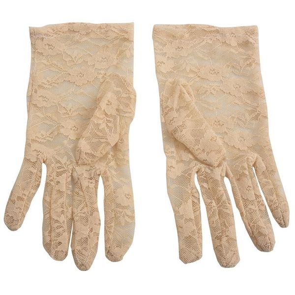 

five fingers gloves elegant ladies short lace costume, available in beige, Blue;gray