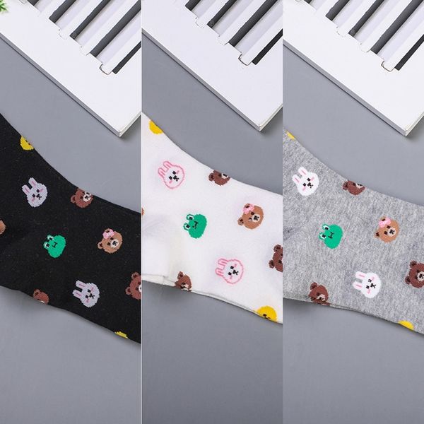 

y9qtj cute new south korean autumn animal kiki female trendy ladies fashion cartoon student medium medium socks mid tube socks jxp56, Black