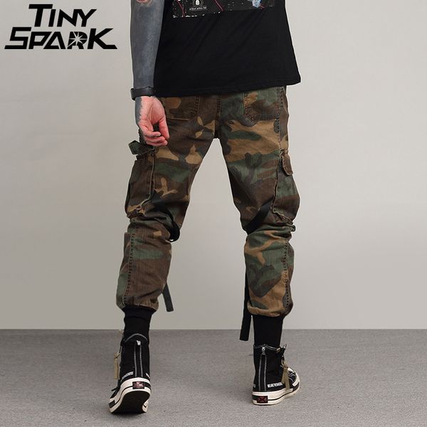 

2020 mens hip hop pant side pockets vintage camouflage cargo pant streetwear casual harem pant military tatical trousers washed lj201104, Black