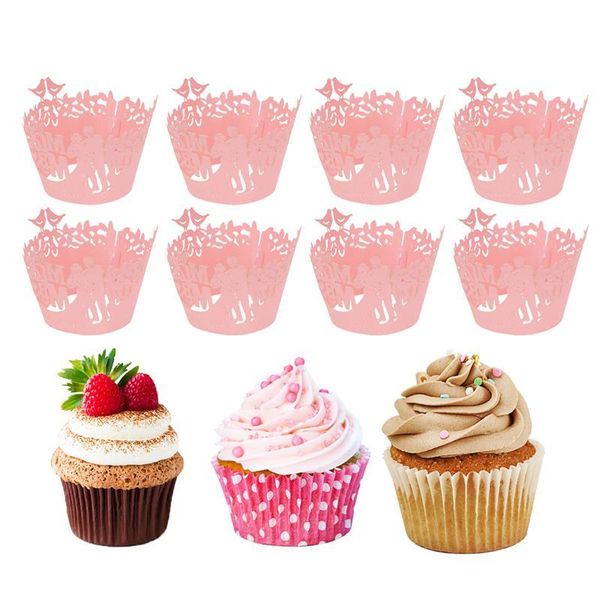 

50pcs cake cupcake wrappers filigree vine cross lace out paper muffin cases wedding party decor wrappers baking cup case trays sqczis
