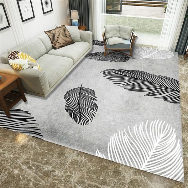 

3d luxury feather printed livingroom carpets modern coffee table area rugs bedroom carpets for living room footpad carpet decor1
