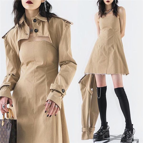 

casual dresses two-piece woman dress high fashion women clothes 2021 designer cool style full sleeve and strapless sl529, Black;gray