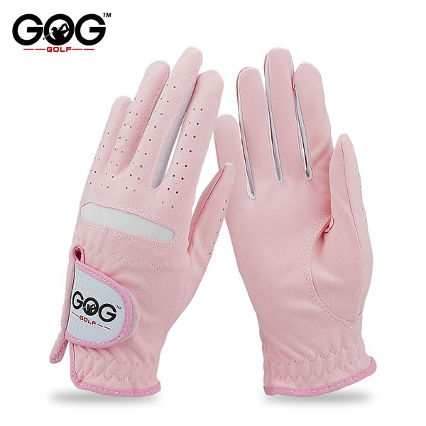 

gog golf gloves professional breathable pink soft fabric for women left and right hand 1pair, Blue;gray