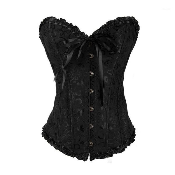 

corsets women's xs-6xl plus size corsets and bustiers overbust floral gothic brocade corselet clothing white black red1, Black;white