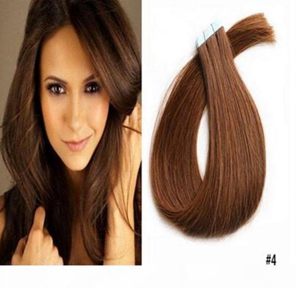 

9a brazilian tape hair extension 100g pu skin weft hair extensions straight style tape hair extensions, Black