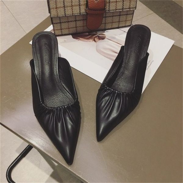 

2021 new women's in low heels, half-slippers, slithering onto ladies, versatile outdoor shoes slipper. kot2, Black