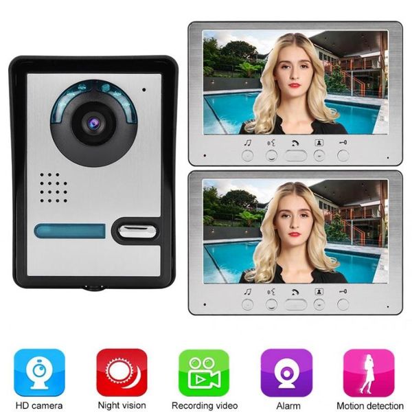 

7" lcd door video phone wired intercom doorbell kit home entry system 1v2 815fa12