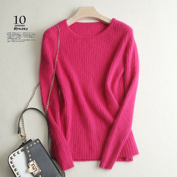 

2021 loose sweater women soft jumpers 100% mink cashmere knitted new o-neck standard clothes ladies pullovers dtz4, White;black