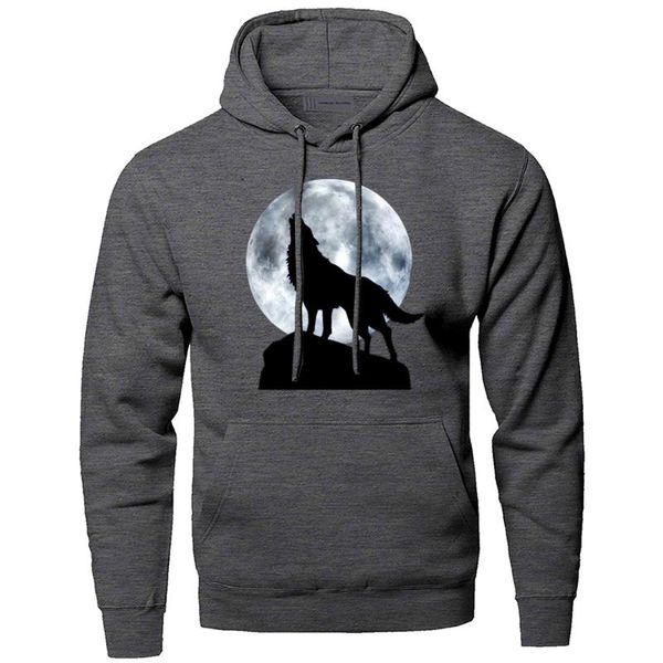 

wolf moon animal hoodie men sweatshirt streetwear winter fleece warm pullover sweatshirts hooded hoodies mens black loose hoody