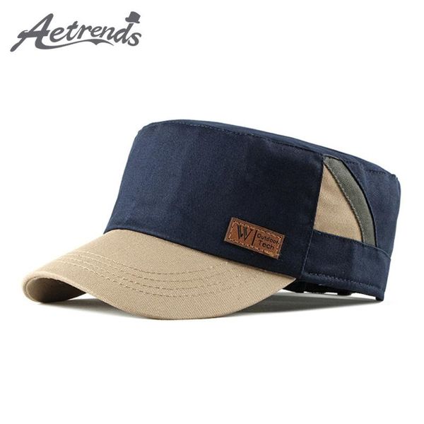 

wide brim hats [aetrends] patchwork colors cap cadet army hat with adjustable strap flat baseball golf for men z-10052, Blue;gray