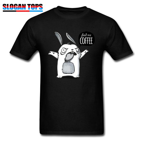 

men's casual short sleeve tshirt new crew neck feed me coffee crazy rabbit tees sport hooded sweatshirt hoodie men t shirt