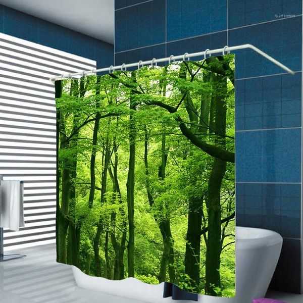 

shower curtains green curtain plant landscape modern 3d printing painting pattern bathroom decoration accessories1