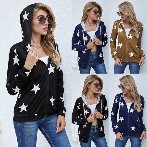 

women's winter 2020 autumn five / pointed star hooded sweater, Black