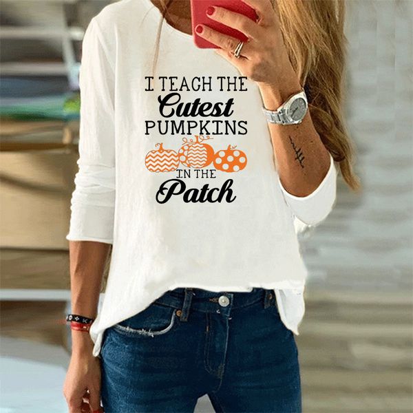 

i teach the cutest pumpkins in the patch long sleeve t-shirt, White