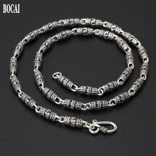 

chains bocai real s925 pure silver jewelry classic six-character mantra men and women necklace thick vintage thai chain