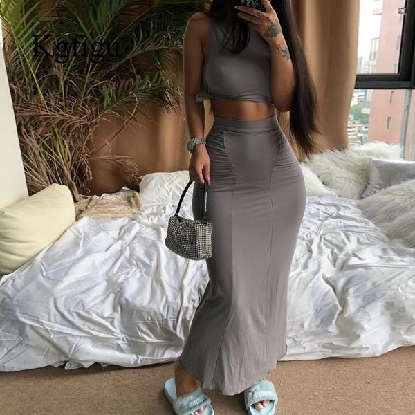 

2021 new gray two piece set women bandage tank slim elegant dress matching sets night club outfits, Black;gray