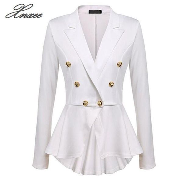 

women's suits & blazers 2021 women double breasted gold button blazer ladies coat formal jacket, White;black