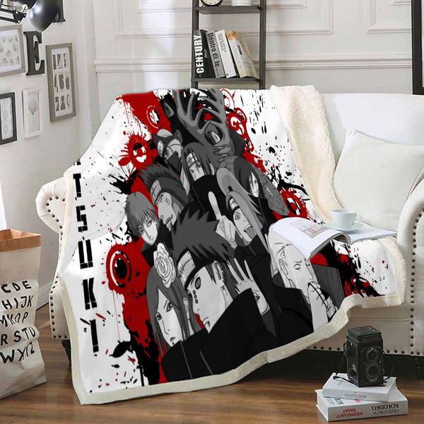 

anime naruto fleece blanket plush 3d printed for adults sofa sherpa fleece bedspread wrap throw blanket style-2