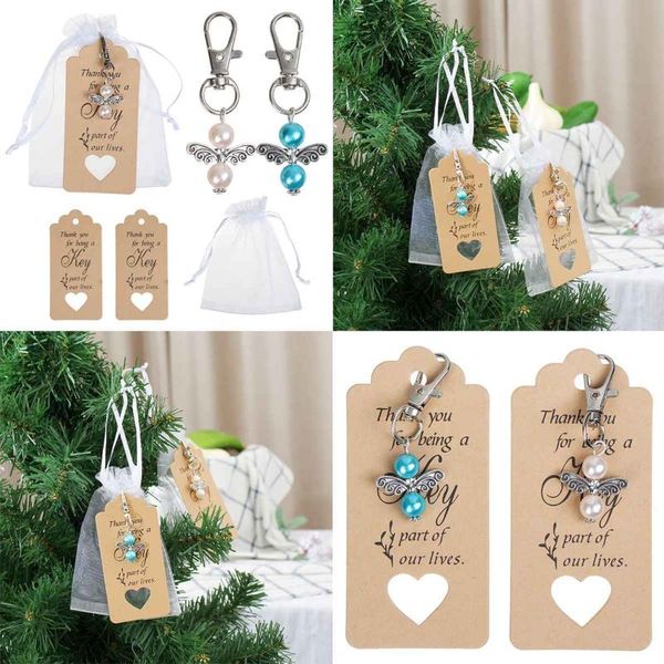 

5pcs wedding party angel keychain ring white/blue key chain baby shower favors pendant gifts christmas gifts