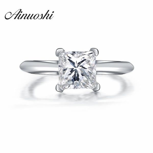 Anuoshi Princess Princess Cut Форма пасьянс сона для женщины сердца и стрелки взаимодействие 925 Стерлинговое серебро