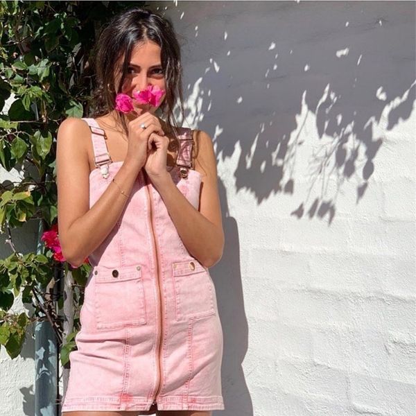 

0e1le cute cute pink denim suspender suspender skirtsling sling skirt for women skirt summer newshoulder 2020 slimming fashion sicja, Black;gray